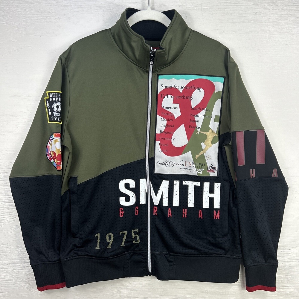 Smith And Graham Green Zip Up Jacket Track Soccer Weight Movers Size M